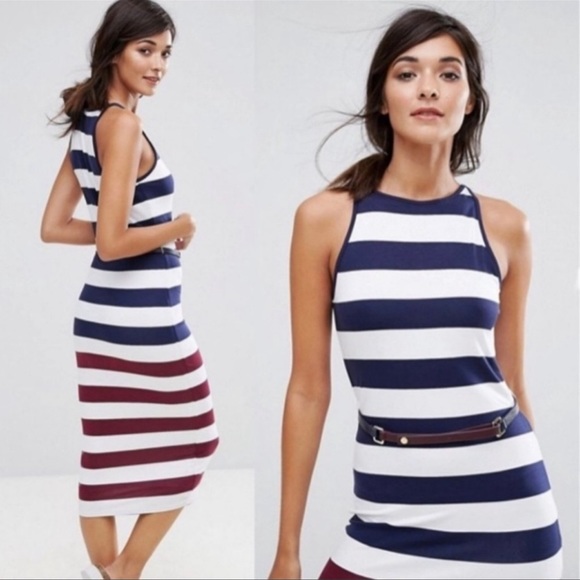 NWT Ted Baker London Yuni Rowing Stripe Bodycon Midi Dress
